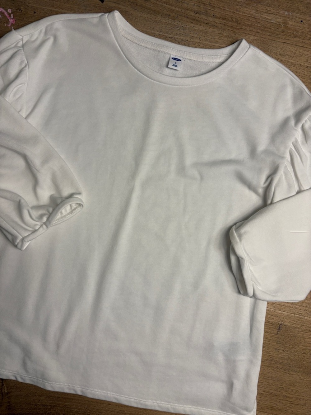 Old Navy White Puff Sleeve Sweatshirt